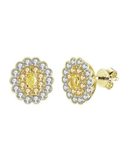 MULTI TONE OVAL DIAMOND STUDS (TE1206)