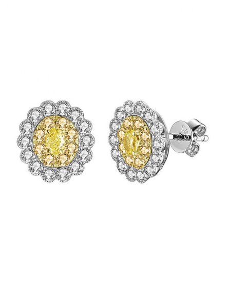 MULTI TONE OVAL DIAMOND STUDS (TE1206)