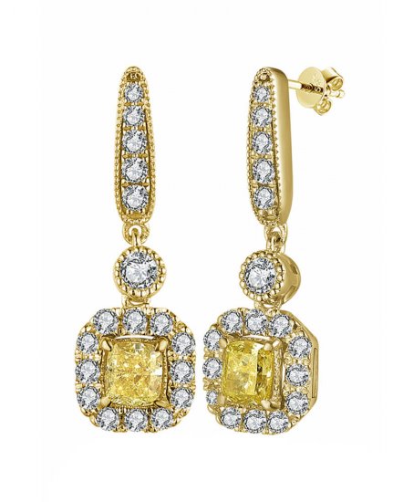MULTI TONE CUSHION DIAMOND DANGLING (TE1213)