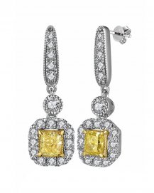 MULTI TONE CUSHION DIAMOND DANGLING (TE1213)