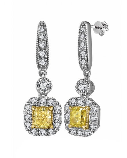 MULTI TONE CUSHION DIAMOND DANGLING (TE1213)