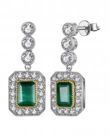 EMERALD CUT DIAMOND DANGLING (TE1219)