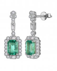EMERALD CUT DIAMOND DANGLING (TE1237)