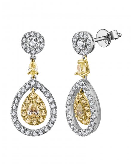 MULTI TONE PEAR DIAMOND DANGLING (TE1244)