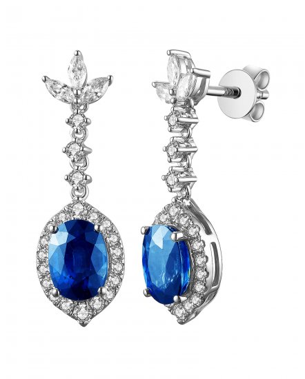 OVAL SAPPHIRE DIAMOND DANGLING (TE1262)