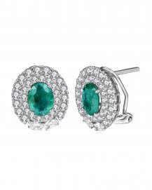 OVAL EMERALD DIAMOND OMEGA BACK (TE1264)