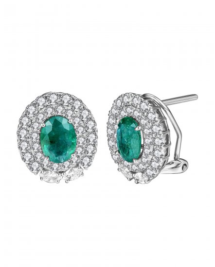 OVAL EMERALD DIAMOND OMEGA BACK (TE1264)