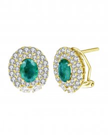 OVAL EMERALD DIAMOND OMEGA BACK (TE1264)