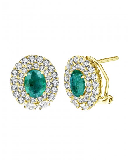 OVAL EMERALD DIAMOND OMEGA BACK (TE1264)