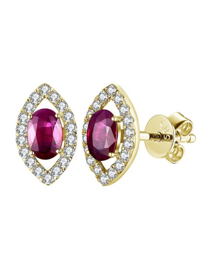 OVAL RUBY DIAMOND STUDS (TE1303)