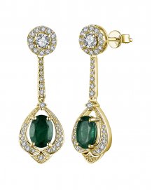 OVAL EMERALD DIAMOND DANGLING (TE1378)