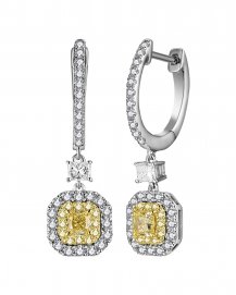 MULTI TONE CUSHION DIAMOND DANGLING (TE1687)