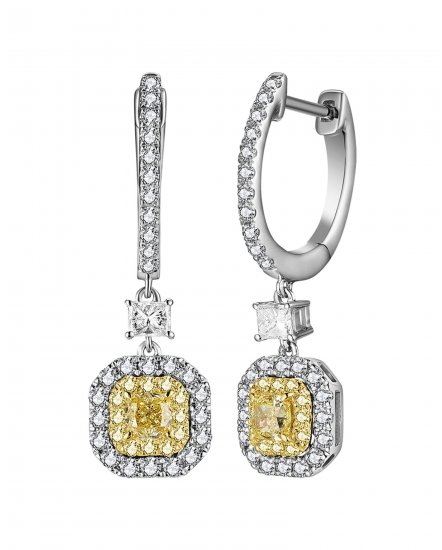 MULTI TONE CUSHION DIAMOND DANGLING (TE1687)
