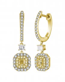MULTI TONE CUSHION DIAMOND DANGLING (TE1687)