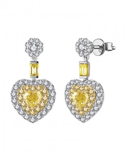 MULTI TONE HEART SHAPE DIAMOND DANGLING (TE1697)