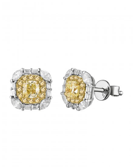 MULTI TONE CUSHION DIAMOND STUDS (TE1702)