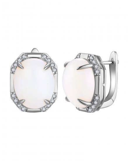 OVAL OPAL DIAMOND EARRINGS (TE1731)