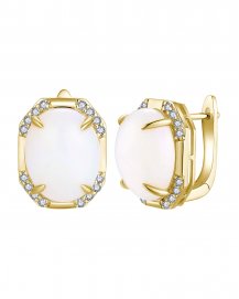 OVAL OPAL DIAMOND EARRINGS (TE1731)