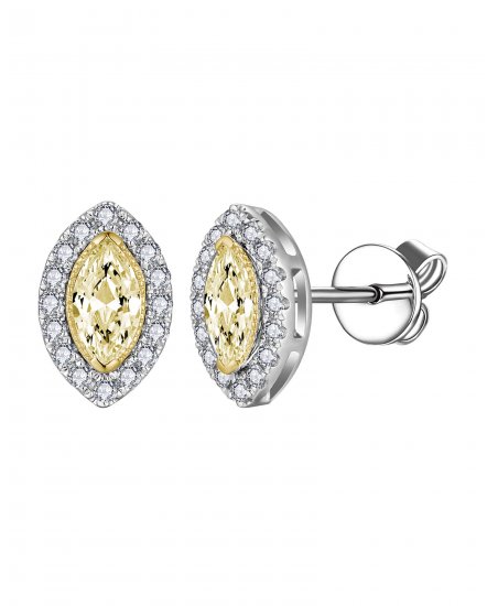 MULTI TONE MARQUISE DIAMOND STUDS (TE1739)