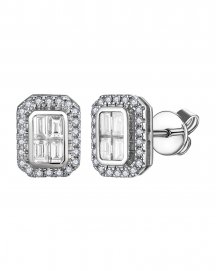 OCTAGON STYLE BAGUETTE DIAMOND STUDS (TE1781)