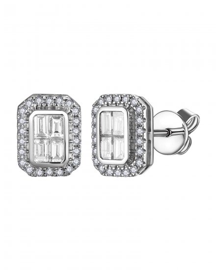 OCTAGON STYLE BAGUETTE DIAMOND STUDS (TE1781)