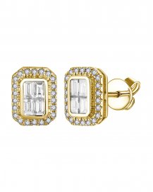OCTAGON STYLE BAGUETTE DIAMOND STUDS (TE1781)