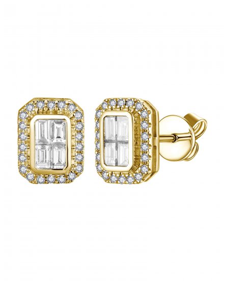 OCTAGON STYLE BAGUETTE DIAMOND STUDS (TE1781)