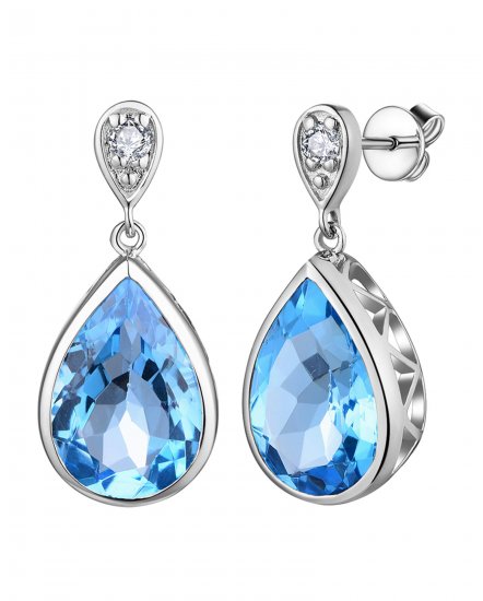 PEAR SWISS BLUE TOPAZ DIAMOND DANGLING (TE1952)