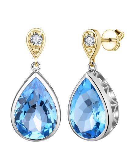 PEAR SWISS BLUE TOPAZ DIAMOND DANGLING (TE1952)