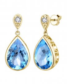 PEAR SWISS BLUE TOPAZ DIAMOND DANGLING (TE1952)