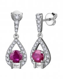 PEAR STYLE RUBY DIAMOND DANGLING (TE1979)