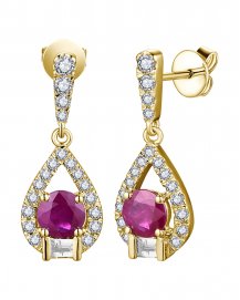 PEAR STYLE RUBY DIAMOND DANGLING (TE1979)