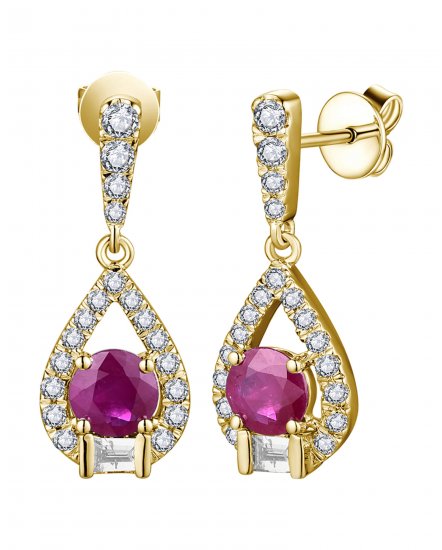 PEAR STYLE RUBY DIAMOND DANGLING (TE1979)