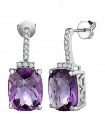 CUSHION AMETHYST DIAMOND DANGLING (TE2020)