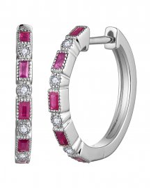 BAGUETTE RUBY DIAMOND HOOPS (TE2025)