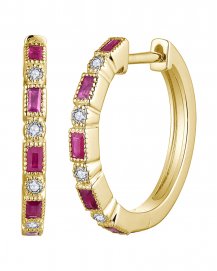 BAGUETTE RUBY DIAMOND HOOPS (TE2025)