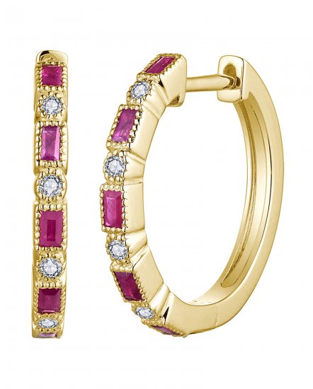 BAGUETTE RUBY DIAMOND HOOPS (TE2025)