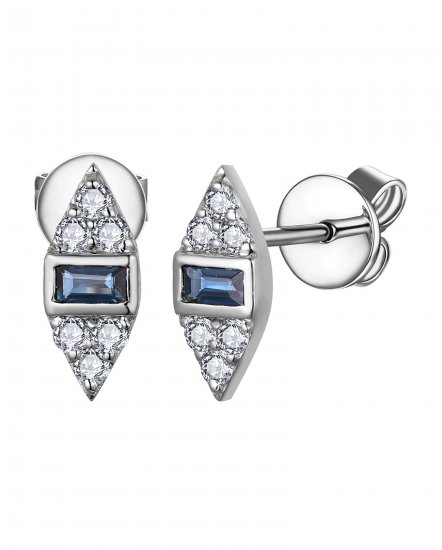 BAGUETTE SAPPHIRE DIAMOND STUDS (TE2065)