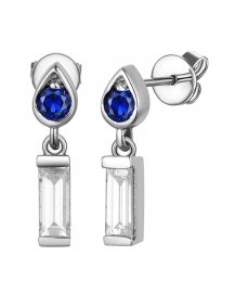 BAGUETTE SAPPHIRE DIAMOND STUDS (TE2066)