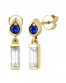 BAGUETTE SAPPHIRE DIAMOND STUDS (TE2066)