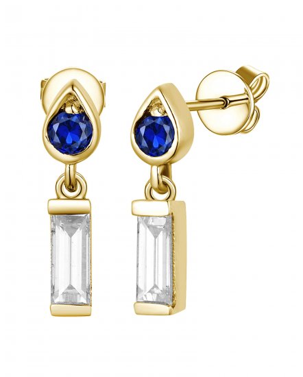 BAGUETTE SAPPHIRE DIAMOND STUDS (TE2066)