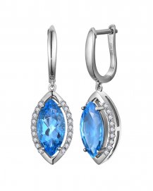 MARQUISE SWISS BLUE TOPAZ DIAMOND DANGLING (TE2101)