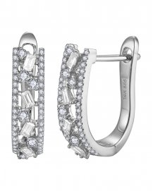 BAGUETTE DIAMOND HOOPS (TE2146)