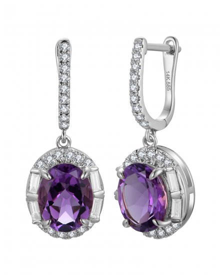OVAL AMETHYST DIAMOND DANGLING (TE2156)