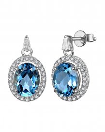 OVAL LONDON BLUE TOPAZ DIAMOND DANGLING (TE2157)