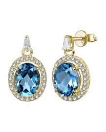 OVAL LONDON BLUE TOPAZ DIAMOND DANGLING (TE2157)