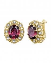 OVAL GARNET DIAMOND EARRINGS (TE2160)