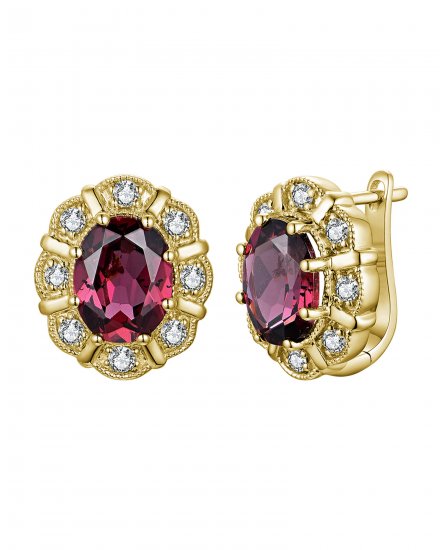 OVAL GARNET DIAMOND EARRINGS (TE2160)