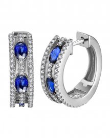 OVAL SAPPHIRE DIAMOND HOOPS (TE2162)