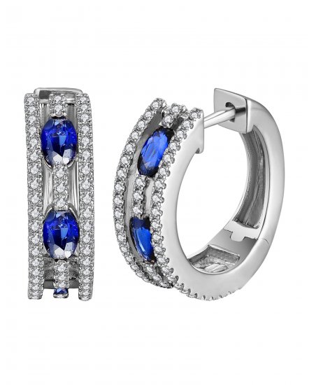 OVAL SAPPHIRE DIAMOND HOOPS (TE2162)
